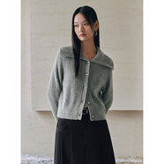 太平鳥(niǎo)女裝針織衫拉毛大翻領(lǐng)針織開(kāi)衫女冬毛衣外套休閑 灰色 S