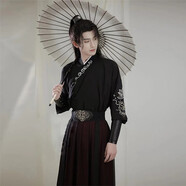 稻橙古裝原創(chuàng)漢服男情侶交領(lǐng)襦裙刺繡武俠風(fēng)中國風(fēng)成人學(xué)生套裝表演 朝歌/腰帶+護腕+劍 2XL