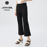 阿瑪施（AMASS）女裝新款通勤簡約風(fēng)高腰微喇九分正裝西褲女5100371 黑 M (3碼)