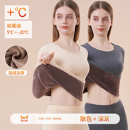 貓人（MiiOW）保暖內(nèi)衣女 超柔親膚加絨加厚 修身女士秋衣秋褲套裝 美體線衣線 膚色+深灰【第3代超柔密絨】 2XL 140-160斤