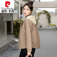 皮爾卡丹（pierre cardin）2024秋冬新款棉服女短款輕薄連帽棉衣洋氣時(shí)尚棉襖小個(gè)子上衣外套 卡其色 XL 建議115-135斤