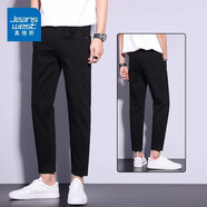 真維斯（Jeanswest）九分牛仔褲男士春秋季直筒修身小腳男款高級感彈力休閑褲子男 303黑色九分 28 碼(2尺1)