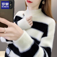 羅蒙（ROMON）羊毛衫女毛衣女2025年新款秋冬加厚內搭時(shí)尚洋氣小個(gè)子針織打底衫 白色 M 建議95-105斤