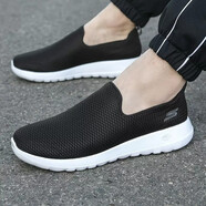 斯凱奇（Skechers）春夏網面輕便透氣軟底健步運動鞋子男休閑一腳蹬 54600-BKW 黑色/白色 42