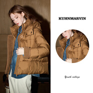 庫恩瑪維（KUHNMARVIN）純色簡約連帽羽絨服女2024年冬季新款設(shè)計(jì)感90白鴨絨外套K36701 焦糖 S