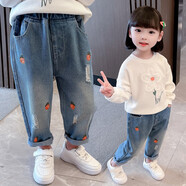 童臻愛童裝女童加絨牛仔褲秋冬裝兒童褲子新款女孩寶寶保暖休閑牛仔長(zhǎng)褲 藍(lán)色 130 (適合身高120-130cm)