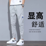 諾梵婕休閑褲男夏季薄款新款百搭潮流九分褲時尚運動彈力修身顯瘦褲子 單件裝灰色H09 XL (建議120斤/135斤)