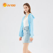 UV100防曬衣女春夏防紫外線薄款防曬衫戶外運(yùn)動透氣防曬服21502 凈水藍(lán)A版-遮蔽率99.29% S