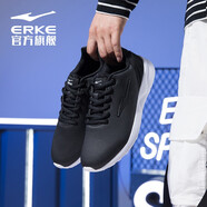 鴻星爾克（ERKE）運(yùn)動(dòng)鞋男跑步鞋耐磨防滑防潑水革面休閑運(yùn)動(dòng)跑鞋慢跑鞋男鞋子 正黑/正白2277 41