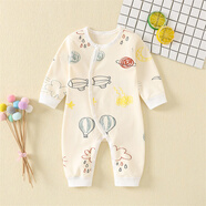 早產(chǎn)兒嬰兒衣服低體重早產(chǎn)寶寶連體按扣哈衣小碼小碼超小純棉 陽(yáng)光天空按扣連四季款 48cm (L) 適合5-6斤早產(chǎn)寶寶