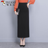 啄木鳥(niǎo)早新款黑色包臀半身裙長(cháng)款長(cháng)裙冬季直筒高腰開(kāi)叉一步裙子女 黑色 【春夏秋】 薄款 L 建議106-116斤