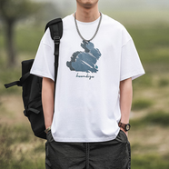 嘿馬七作290g重磅原創(chuàng  )夏季男款日系涂鴉印花短袖T恤情侶打底衫潮 白色 M