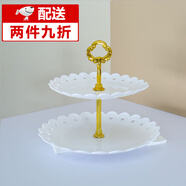 DISID甜品臺(tái)展示架點(diǎn)心茶歇盤(pán)擺臺(tái)派對(duì)盤(pán)子多層果盤(pán)下午茶擺盤(pán)塑料 【1個(gè)裝】圓形歐式托盤(pán)雙層款 1個(gè)