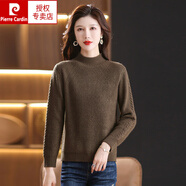 皮爾卡丹（pierre cardin）2024秋冬加厚毛衣女半高領(lǐng)羊毛衫前短后長開叉厚打底衫女純羊毛衫 咖啡色 L 110-120斤穿