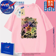 NASA ABOUT官方聯(lián)名jojo的奇妙冒險動漫日系空條承太郎短袖體恤男女情侶 粉色-N1232-jojo 3XL (正版高質(zhì)量)(正版高質(zhì)量)