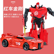 TOYS JIAYIHONGQI兒童手動變形機器人汽車男孩玩具車一步變警車恐龍模型變形 一步變形-紅車金剛JY675C