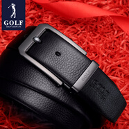 高爾夫（GOLF）牛皮皮帶針扣男士皮帶真牛皮腰帶禮盒男式褲帶送男友父親節(jié)禮物 雙面頭層牛皮黑色4830
