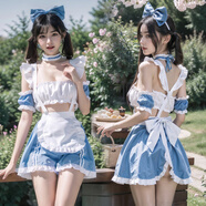霏慕 情趣內(nèi)衣性感睡衣開襠制服誘惑性感發(fā)箍蝴蝶結(jié)開衩裙擺睡裙高檔女仆角色扮演夫妻刺激套裝 6747