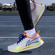 李寧（LI-NING）跑步鞋夏季透氣運(yùn)動(dòng)鞋跑鞋減震男鞋體考鞋網(wǎng)面休閑鞋 白綠 42