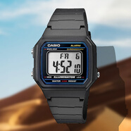 卡西歐（CASIO）手表戶外運(yùn)動防水時尚簡約復(fù)古學(xué)生小方表W-96H-1A 2A 1B2A電子表 W-217H-1A藍(lán)色邊框