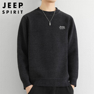 JEEP SPIRIT吉普毛衣男秋冬季韓版圓領(lǐng)針織衫男士一體絨保暖線衣 深灰 L