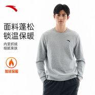 安踏加絨衛(wèi)衣男冬季保暖圓領(lǐng)衛(wèi)衣長袖套頭衫針織運(yùn)動休閑加厚上衣