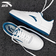 安踏小零感板鞋男鞋秋季軟底運動(dòng)鞋厚底增高潮流男鞋休閑鞋子男 8067-象牙白/軍械藍 45