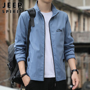 JEEP SPIRIT吉普外套男潮流秋季夾克男士立領(lǐng)修身衣服 藍(lán)色 XL