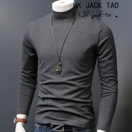 hk jack tao打底衫 香港潮牌高領男士長袖打底純色修身秋冬百搭上衣 362黑灰色(半高領) XL