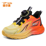德?tīng)柣輧和\動(dòng)鞋男女童鞋子秋冬款中大童小學(xué)生皮面透氣青少年休閑跑鞋 黑桔 【雙網(wǎng)】 35