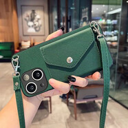 領(lǐng)悍 簡(jiǎn)約商務(wù)蘋(píng)果手機殼十字紋斜挎皮質(zhì)零錢(qián)卡包防摔男女零錢(qián)包小卡包女款 十字紋卡包-祖母綠+斜挎掛繩 4.7英寸-蘋(píng)果6/6S專(zhuān)屬