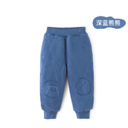 棉大班（MIANDABAN）兒童輕薄棉服春秋冬款嬰兒棉衣夾棉上衣男童寶寶棉襖內(nèi)膽外套 褲-深藍(lán)小熊 120 CM
