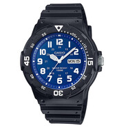 卡西歐（CASIO）男女表學(xué)生手表運動(dòng)手表 夜光防水石英表帶星期日歷腕表 黑表天藍MRW-200H-2B2