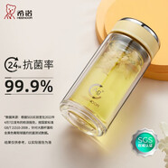 希諾（HEENOOR）雙層玻璃杯抗菌杯女防燙隔熱茶杯子銀離子杯商務(wù)便攜口杯小巧口杯 XN1950【200毫升】黃色
