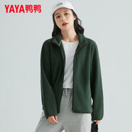 鴨鴨（YAYA）搖粒絨外套男女春秋季同款抓絨城市輕戶外休閑純色上衣衣開衫K 軍綠色（女款） M
