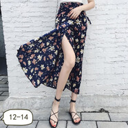 口旋泰國(guó)度假半身裙女春夏新款海邊沙灘裙一片式裹裙雪紡碎花長(zhǎng)裙 四葉草 均碼