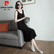 皮爾卡丹（pierre cardin）女裝2025年夏莫代爾背心裙長裙吊帶連衣裙修身顯瘦無袖裙子a字裙 8801黑色背心裙 XL 120-135斤
