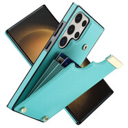 錦灝適用三星s25ultra手機殼背插卡s24/23/22+錢(qián)包紐扣卡包s21FE錢(qián)夾單底note20保護套全包 風(fēng)琴插卡薄荷綠 三星s23ultra