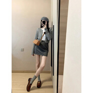 妍莉芬（yanlifen）春裝搭配一整套韓劇穿搭衣服氣質(zhì)小香風(fēng)連衣裙兩件套裝女裙子春秋 內(nèi)搭+開衫+短裙 S 【80-95斤】