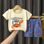 昭鹤儿童短袖套装夏季T恤男女童新款夏装宝宝童装 B45 80cm