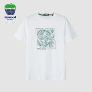 texwood萍果短袖男2024夏季新款圓領(lǐng)T恤休閑柔軟百搭印花上衣 白色 XXL