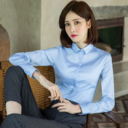 佐馬仕 冰絲抗皺職業(yè)裝襯衫女長(zhǎng)袖女士正裝修身商務(wù)白色工裝長(zhǎng)袖襯衣女 N2393藍(lán)色 37/L（98斤-108斤）