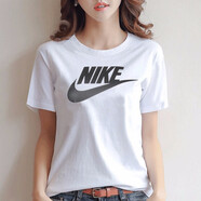 耐克（NIKE）女裝夏新款運動(dòng)服跑步健身訓練休閑短袖純棉針織透氣寬松運動(dòng)T恤 DX7907-100/白色 S