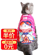 久久寵 貓貓衣服秋冬加絨背心寵物保暖英短美短小貓咪兩腳 玫紅加絨-招福 L