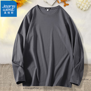 真維斯（Jeanswest）長(cháng)袖t恤2025春秋打底衫純棉透氣上衣青少年加大碼長(cháng)袖情侶體恤衫 深灰（純色） XL (推薦體重130斤-150斤左右)