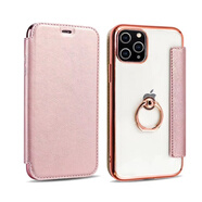 品怡 適用iPhone13翻蓋手機(jī)皮套 蘋果15電鍍TPU指環(huán)透明殼插卡保護(hù)套11 玫瑰金(帶指環(huán)) iPhone6PLUS/6SPLUS