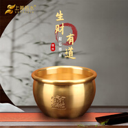 上善若水 銅擺件聚寶盆百福銅缸全黃銅米缸存錢罐工藝品客廳新居辦公室 《內(nèi)置金蟾款》小號(hào)