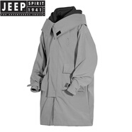 JEEP SPIRIT2025年春季新款假兩件工裝拼接風(fēng)衣男寬松休閑中長(cháng)款外套 灰色 M