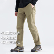 拓路者（Pioneer Camp）藏狼戶外登山褲男防風(fēng)加絨保暖直筒軟殼休閑褲男士長(zhǎng)褲子冬季中年 卡其 L
