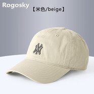 Rogosky專(zhuān)柜潮牌帽子女春夏新款鴨舌帽情侶字母刺繡棒球帽顯氣質(zhì)遮陽(yáng)帽男 米白色 標(biāo)準(zhǔn)碼（可調(diào)節(jié)）
